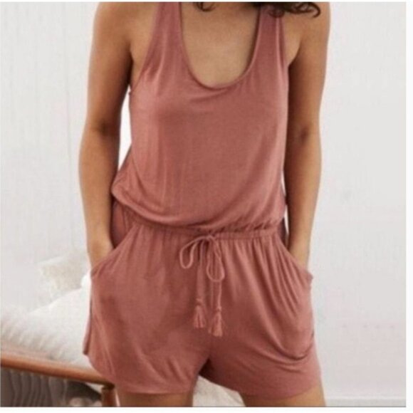 Aerie Mauve Drawstring Romper Size XS - Picture 1 of 5